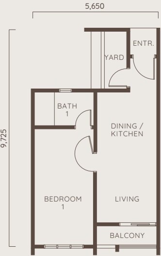 Type A floorplan — 499 sqft