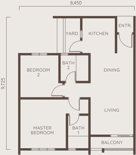Type C floorplan — 788 sqft